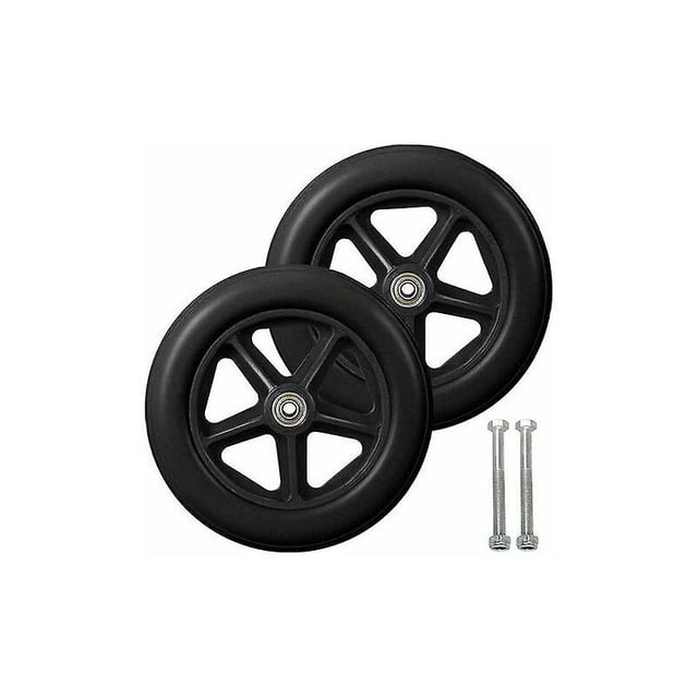 8 Inch Front Caster, 2pcs Wheelchair Replacement Wheels, Non-Slip Solid Tire, 190mm Gray in Black, Wheels for Wheelchairs, Rollators, WalkersBlack