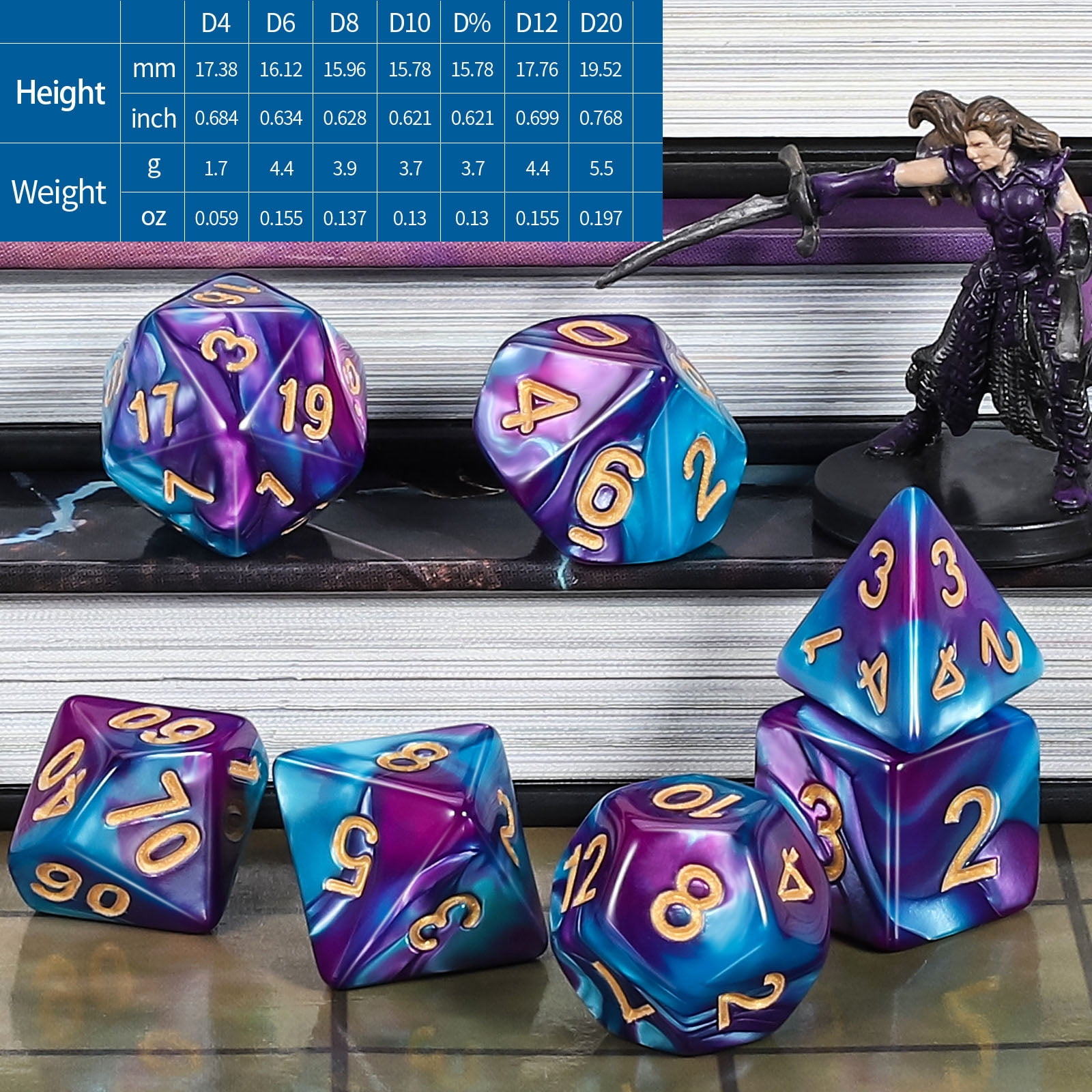 CiaraQ Polyhedral Dice - 48PCS Mystery Dice Set, Various Styles, Random DND Dice Patterns & Dice Bag, 6 Mystery Bags, D&D Gifts for Dungeons and Dragons, RPG, MTG,Role Playing Table Game