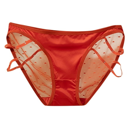 vigerkar Womens Panties Mesh Lace Briefs Underwear Low Rise Plus Size Panty Silky Tactile Touch Seamless Panties Red  XL