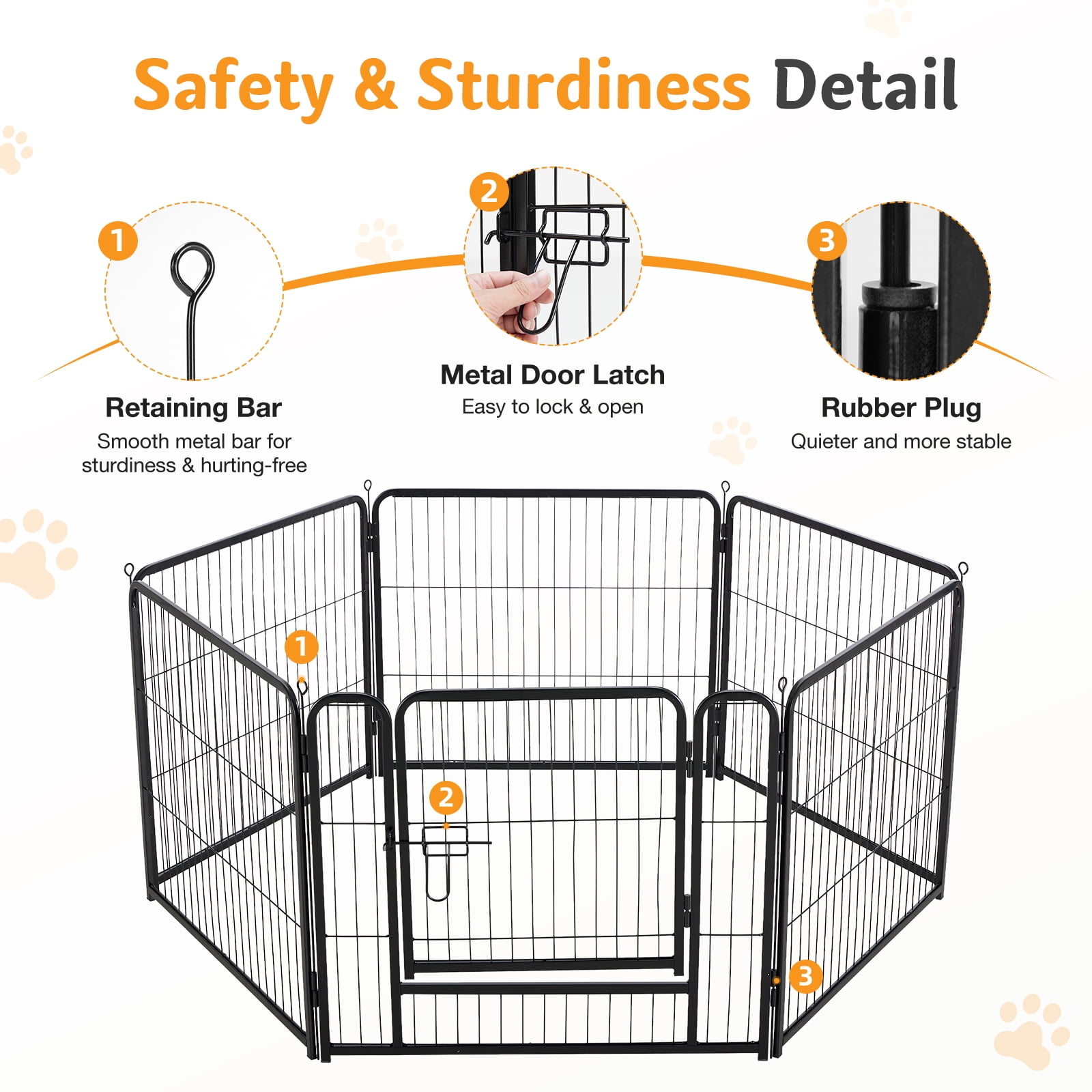 SHOUFTW 6 Panels Dog Playpen, 40 inch Indoor Outdoor Dog Fence, Metal Dog Pen, Heavy Duty Pet Puppy Exercise Pen for RV Camping, Garden, Yard