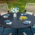thumbnail image 4 of MF Studio 7-Piece Outdoor Dining Set with 54" Round Table & Rattan Chairs for 6-Person, Black and Beige, 4 of 16