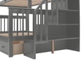 thumbnail image 6 of Stairway Bunk Bed with 3 Drawers and 4 Storage Shelves, Solid Wood Twin-Over-Full Bunk Bed Frame with Full-Length Guardrail & Stairs & Handrail, Convertible Bunk Bed, No Box Spring Needed, Gray, 6 of 7