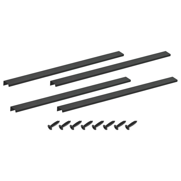 4Pcs Finger Pulls, 500mm/19.69 Inch Aluminum Hidden Cabinet Edge Handles, Modern Concealed Tab Pulls Hardware for Kitchen, Furniture, Drawer, Wardrobe, Black