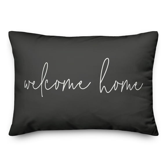 Creative Products Welcome Home Thin Script Black and White 14x20 Indoor / Outdoor Pillow