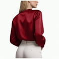 thumbnail image 5 of Towmus Women's Elegant V Neck Satin Blouse Long Sleeve Tops Dressy Business Pullover Tops Teacher Clothes Office Business Dressy Casual Outfits, 5 of 9