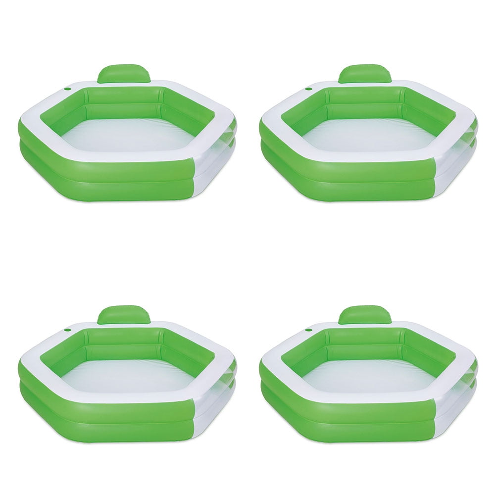 Summer Waves Inflatable Hexagon Family Swimming Pool with Cup Holder (4