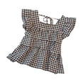 thumbnail image 7 of LEKWK Girls Gingham Top Toddler Tiered Ruffle Cap Sleeve Cute Tank Tops Square Neck Tie Back Babydoll Shirts Kids Summer Back to School Outfits Size 3-10Y, 7 of 7