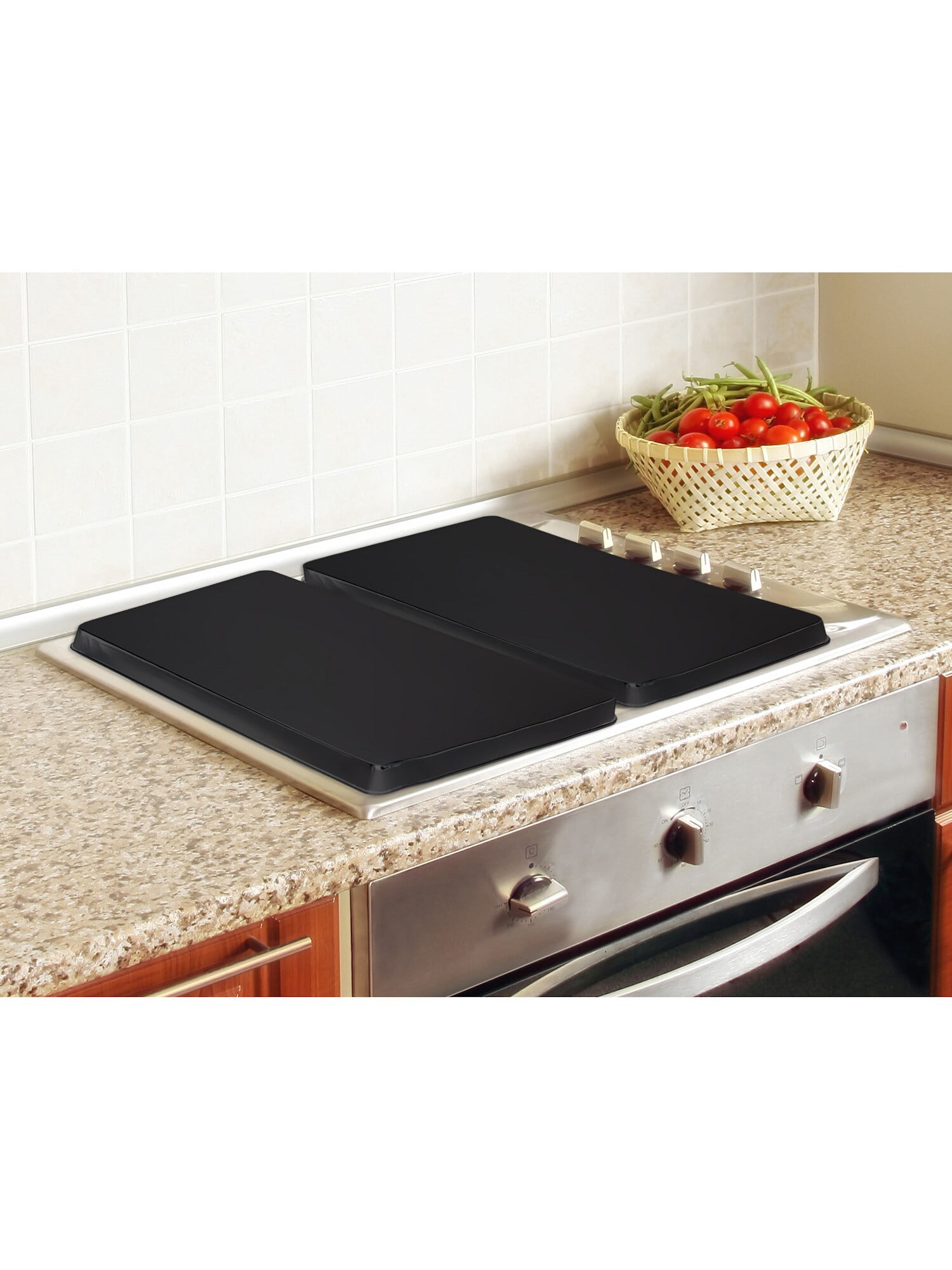 Calypso Basics, Tin Rectangular Burner Cover Set of 2, Black