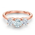 thumbnail image 3 of Gem Stone King 18K Rose Gold Plated Silver Sky Blue Aquamarine and White Zirconia Engagement Ring for Women | 2.25 Cttw | Round 6MM | Gemstone March Birthstone | Size 8, 3 of 6