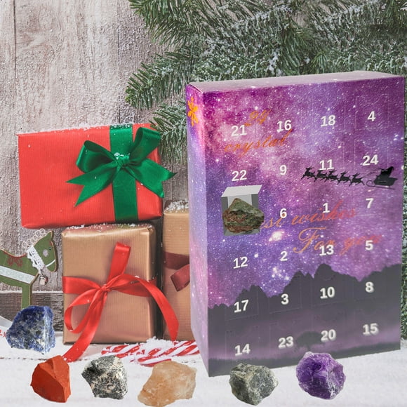 EGNMCR Christmas Decorations, Christmas Tree ornaments, Christmas Gifts 2024 Christmas Advent Calendar 24 Natural Crystal Agate Fossils Day Advent Calendar