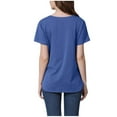 thumbnail image 5 of SGFCWSX Women Maternity Nursing Tops, Shorts Sleeve Solid Color Crew Neck Breastfeeding Shirts Blouse Blue XXXL, 5 of 6