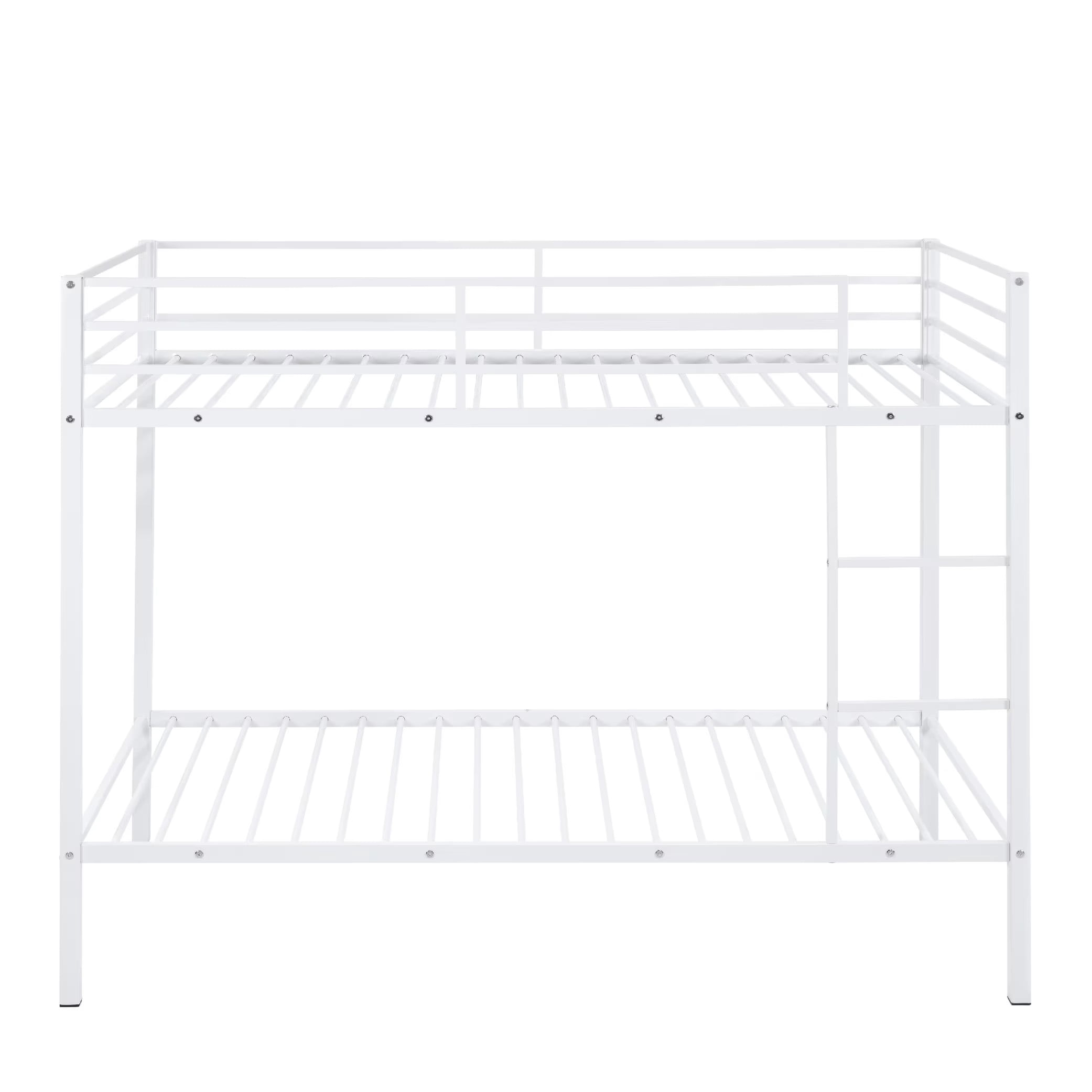 Aukfa Metal Bunk Bed Twin Over Twin, High Guardrail and Metal Slats, Space-Saving Bed Frame for Kids Teens, White