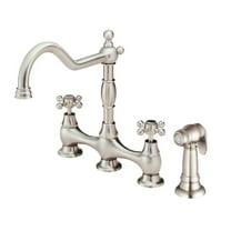 Gerber D404457SS Opulence 2-Handle Bridge Kitchen Faucet w/ Spray (Stainless Steel)