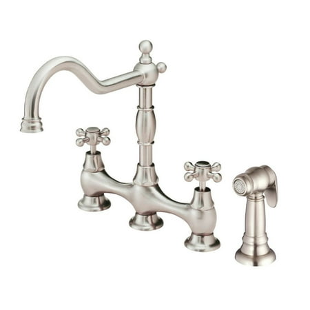 Opulence 2-Handle Bridge Kitchen Faucet w/ Spray (Stainless Steel)