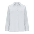 thumbnail image 4 of Qulqfy Women's Long Sleeve Shirts White Business Casual Cotton Linen Button Down Shirts Collared Spring Tunic Summer Tops for Women S, 4 of 7