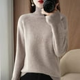 thumbnail image 2 of Women's Stand Collar Solid Color Pullover Sweater Long Sleeve Knit Top Casual Soft Warm Fall Winter Fashion Outfit, 2 of 8