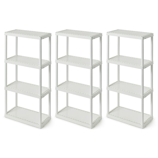 Gracious Living 4-Shelf Fixed-Height Light-Duty Solid Shelving Storage, White