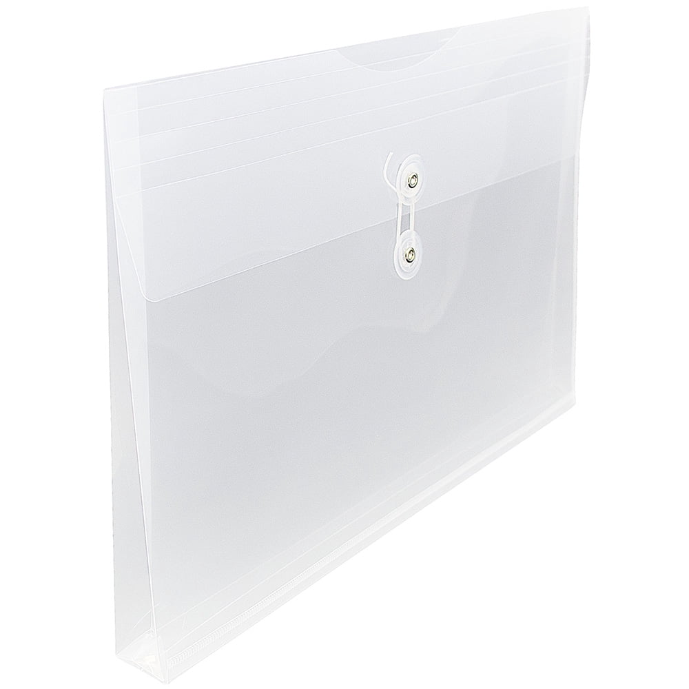 JAM Paper Plastic Envelopes with Button & String Tie Closure, Legal Booklet, 9 3/4 x 14 1/2, Clear, 3/Pack