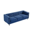 thumbnail image 6 of Gewnee Blue 3-Seater Velvet Accent Chair - Solid Eucalyptus Frame, Acrylic Crystal Legs, Removable Cushions & Pillows for Living Room/Bedroom, 6 of 12