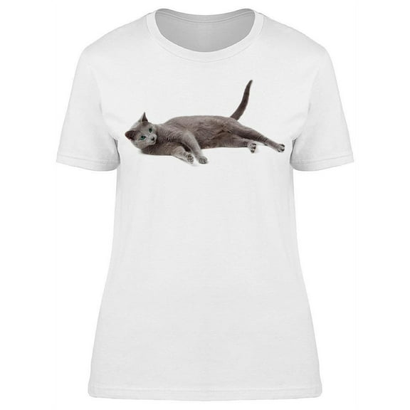 Comfortable Russian Blue Cat T-Shirt Women -Image by Shutterstock, Female Large