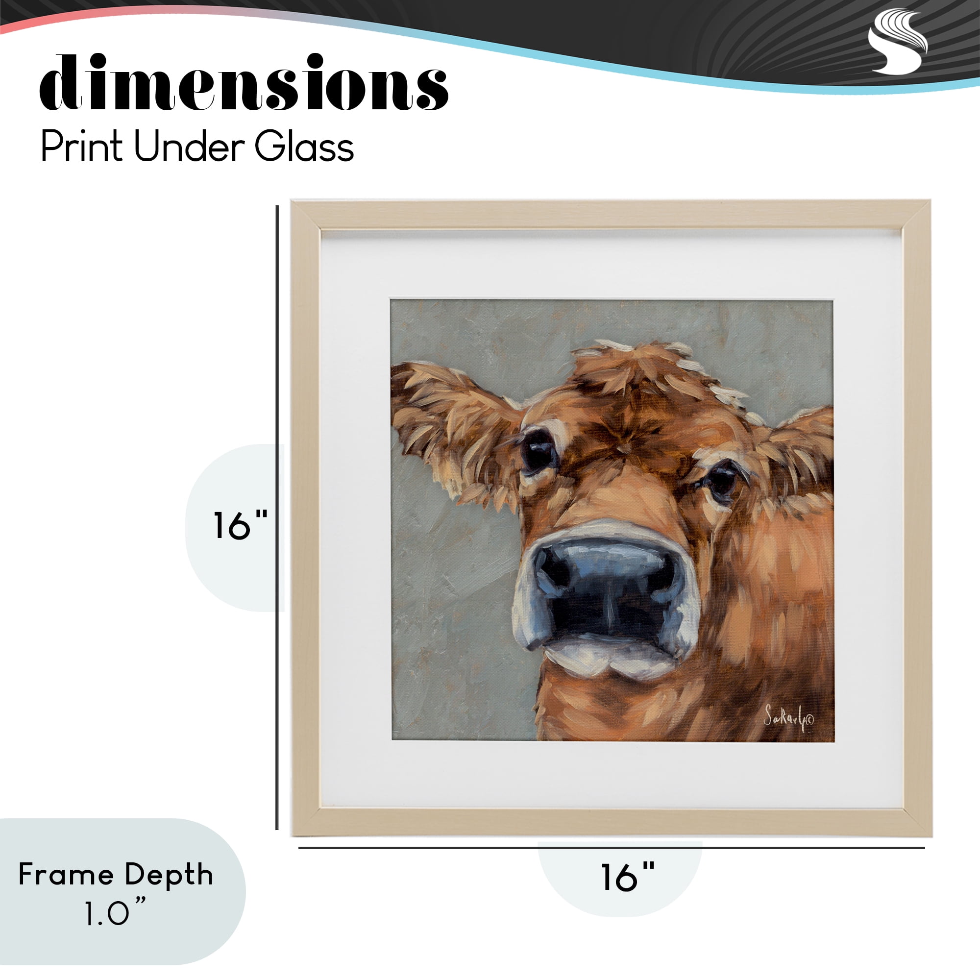 Stupell Industries Freckles The Cow Portrait Birch Framed Print Under Glass, design by Sara G. Designs