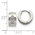 thumbnail image 3 of Chisel Stainless Steel Polished with CZ Cross 7mm Hinged Hoop Earrings, 3 of 3
