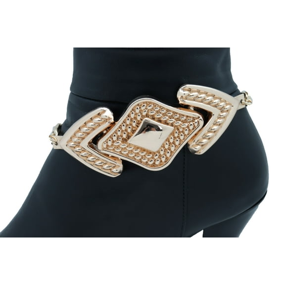 Women Gold Metal Chain Boot Bracelet Western Shoe Arrow Charm Jewelry