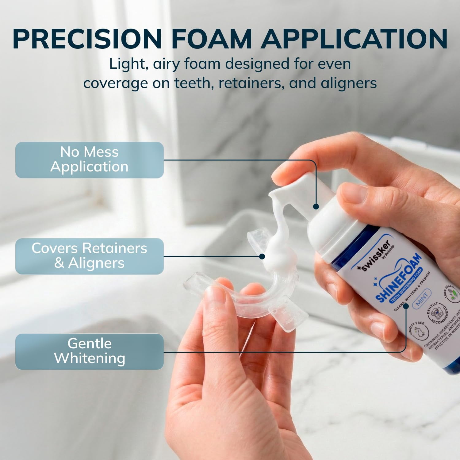 Swissker by Swissklip LED Tooth Whitening Kit — LED Light Kit with Blue Light Activation – Professional Teeth Whitener with Mouthpiece Tray – at Home Teeth Whitening Device System