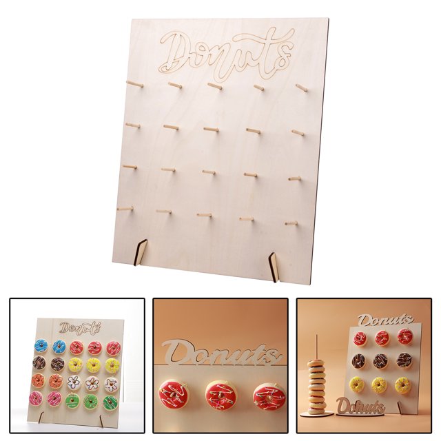 Soporte de exhibición de pared Tablero de soporte de rosquilla reutilizable con rústica para decoración de fiestas Suministros de postres Rectángulo 45x38cm Macarena soporte de exhibición de rosquillas