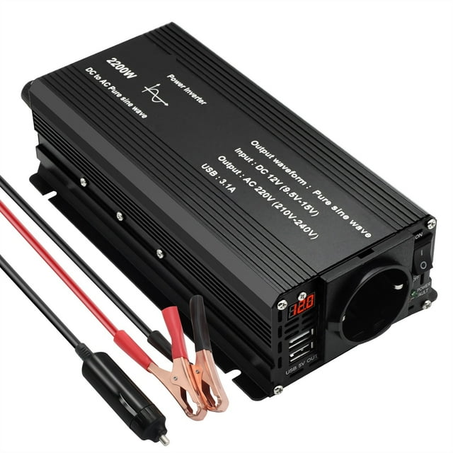 Pure Sine Wave Inverter 1500W/2200W/2600W Converter 12V To 220 230 12 Volts Solar Transformer Led Voltmeter Inversor ,Safety