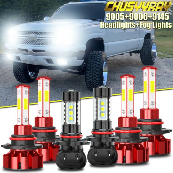 For Chevy Silverado 1500 2500 2003-2006 6x LED Bulbs Headlight   Fog Lights