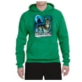 thumbnail image 2 of Wild Bobby, Wolf Howling At the Full Moon Wolf Pack Animal Lover Unisex Graphic Hoodie Sweatshirt, Kelly, Large, 2 of 3