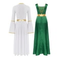 thumbnail image 4 of renvena Robe de Danse pour Femmes Croix Dorée avec Costume de Prière Tenue de Danse Vert&Blanc TG, 4 of 7