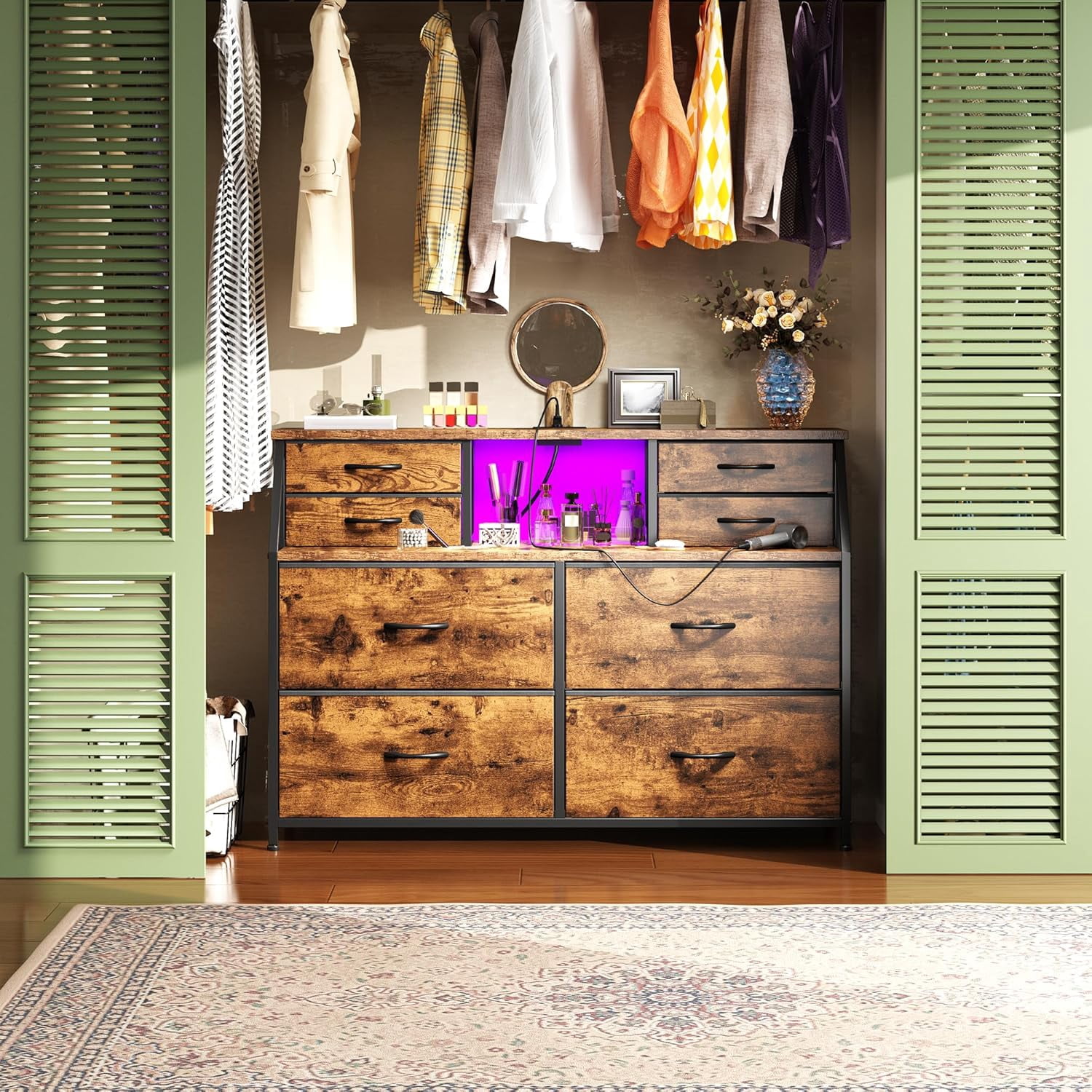 Dresser for Bedroom with Charging Station and LED, Sturdy Chest of  display picture 1