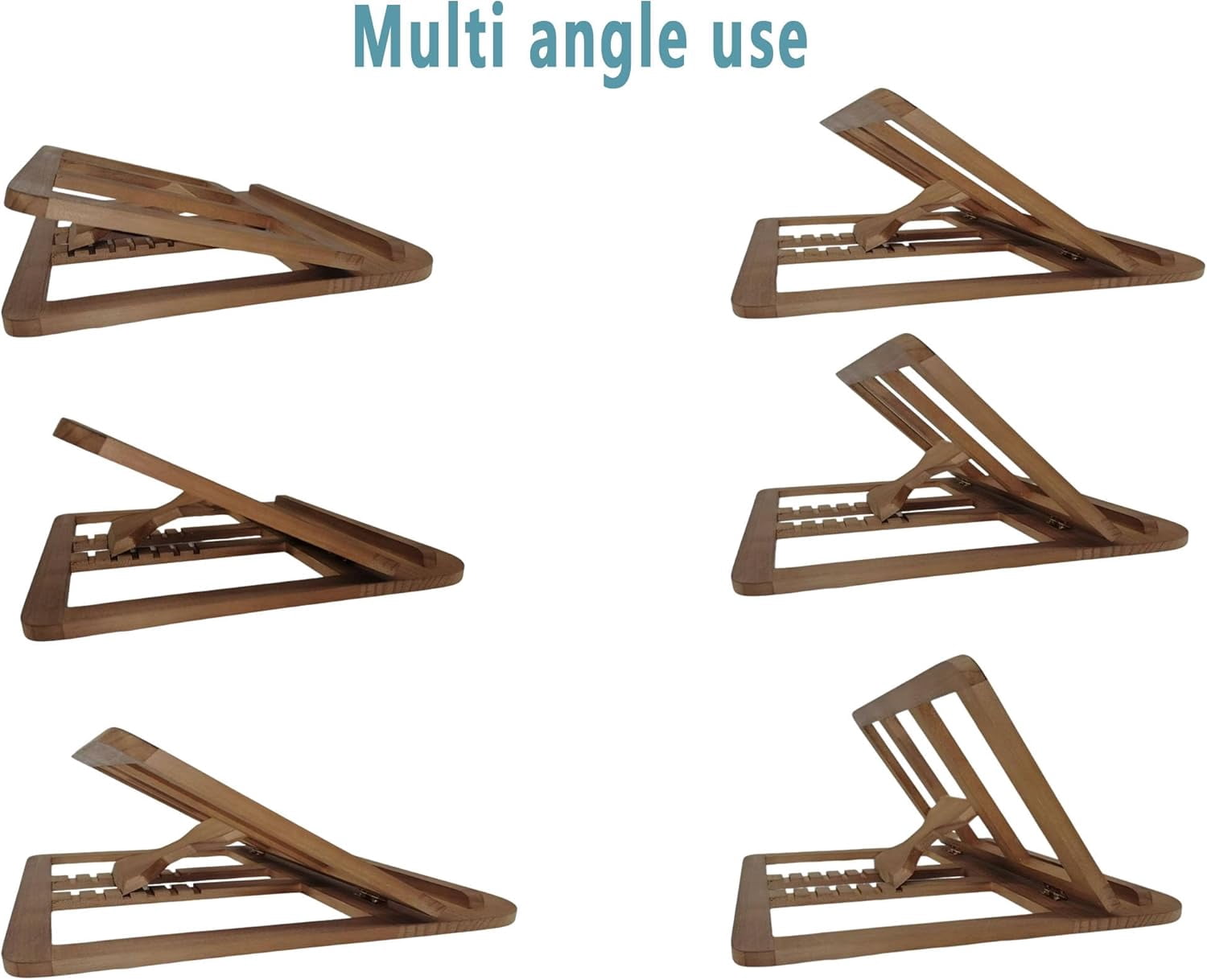 Wooden Laptop Stand for Desk & Wood - Style Laptop Stand, Foldable and Adjustable Ergonomic Notebook, Book, Phone & Tablet Stand, 6 - Gear Angle Adjustment, Cooling for 10-15.6 Inch