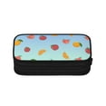 thumbnail image 2 of TEQUAN Large Capacity Pencil Case, Fruits Green Background Pattern Pencil Pouch 2 Compartments Pencil Bag (Black), 2 of 7