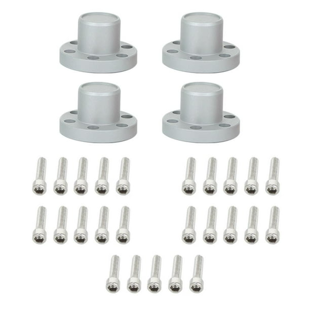 Tapacubos de metal 1.9 2.2 para 1/10 RC Crawler SCX10 II CC01 RC Car Parts, Set, con plata mate