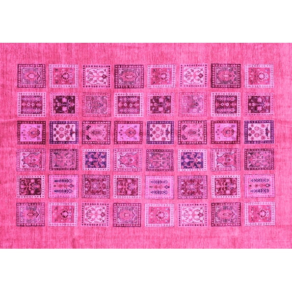 Ahgly Company Indoor Rectangle Abstract Pink Modern Area Rugs, 7' x 9'