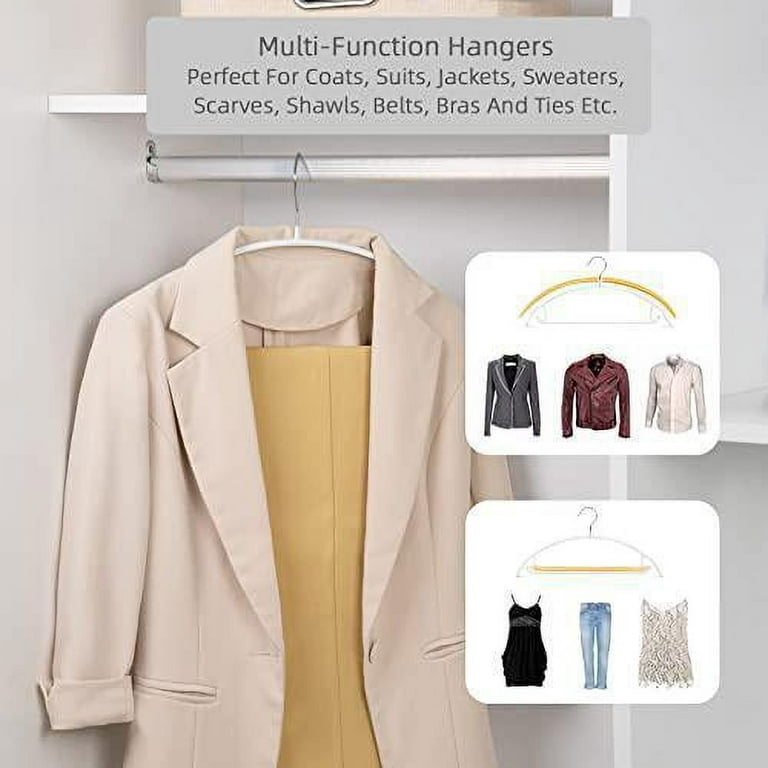 FSUTEG Standard Hangers-No Bump Hangers Rubber Coated Contour Metal Hanger,  Coat Jacket Hangers,Suit Hanger,T-Shirt Hanger-Black Hangers 20 Pack