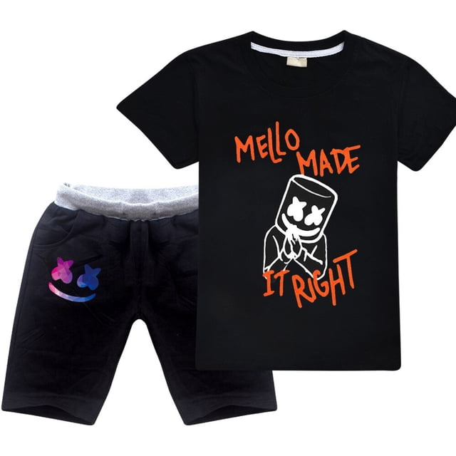 Conjunto de ropa DJ Marshmellow para niños de 2 a 16 años, niñas, adolescentes, top y pantalones cortos, conjunto deportivo, 2 piezas zhangmenya LED