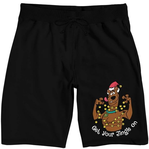 Scooby Doo Get Your Jingle On Men's Black Sleep Pajama Shorts-XL