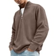 thumbnail image 3 of IAJDKMEK Men's Quarter Zip Pullover Sweater - Stand Collar Long Sleeve Casual Pullover for Men with Front Zipper and Soft Knit Fabric for Everyday Wear,Brown L, 3 of 7