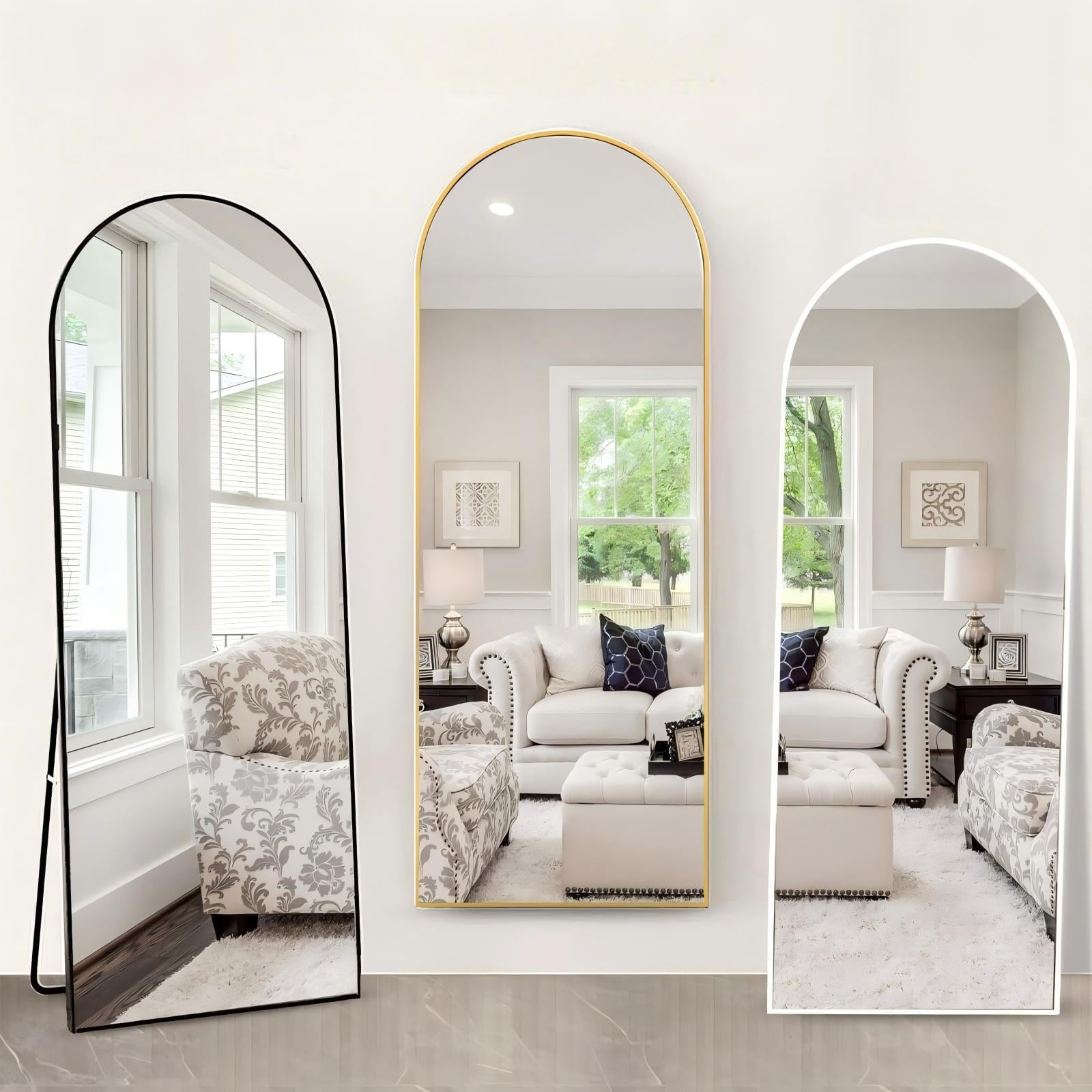 AUROMIR 24"x65" Arched Full Length Mirror Full Body Free Standing Floor Mirror, Black