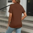 thumbnail image 4 of Pxiakgy Women's Polo Shirts Cotton 3-Button Short Sleeve Collared Tops Summer Cool Shirt Uniform Casual Shirts Women's Short Sleeve Shirts Summer Down Collared Tops Casual Loose Tees Brown L, 4 of 6