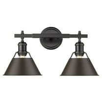 Yep by Golden Lighting Orwell 2-light Vanity in Matte Black and Rubbed Bronze shade