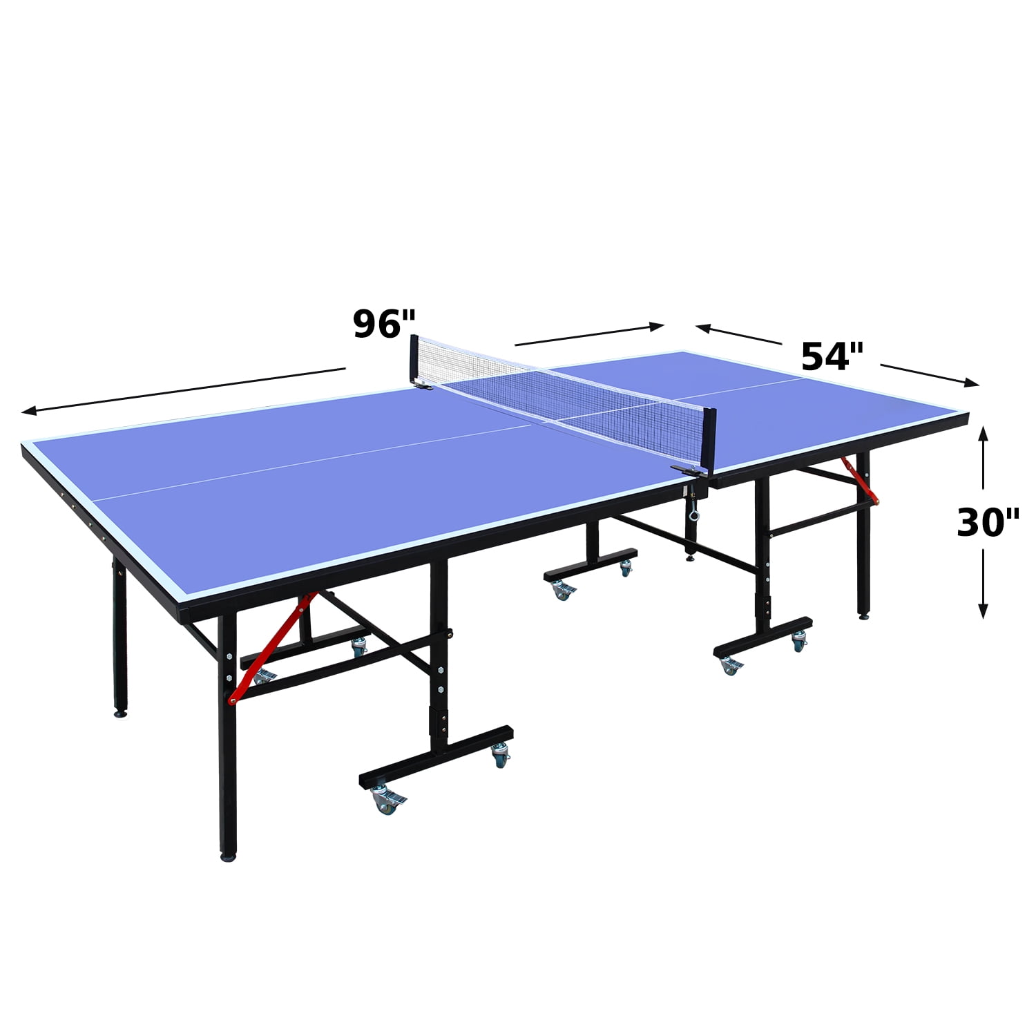 8ft Table Tennis Table with Wheels-Foldable Ping Pong Kit Includes Net,2 Paddles & 3 Balls for Game Rooms & Home