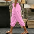 thumbnail image 2 of Horkkom Capris for Women with Pockets Solid Color Elastic Waist Pants Casual Loose Comfy Capri Pants XL, 2 of 10