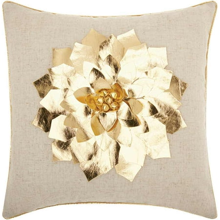 Throw Pillows Gold Nourison Home For The Holiday Metallic Poinsettia Decorative Throw Pillow, 16