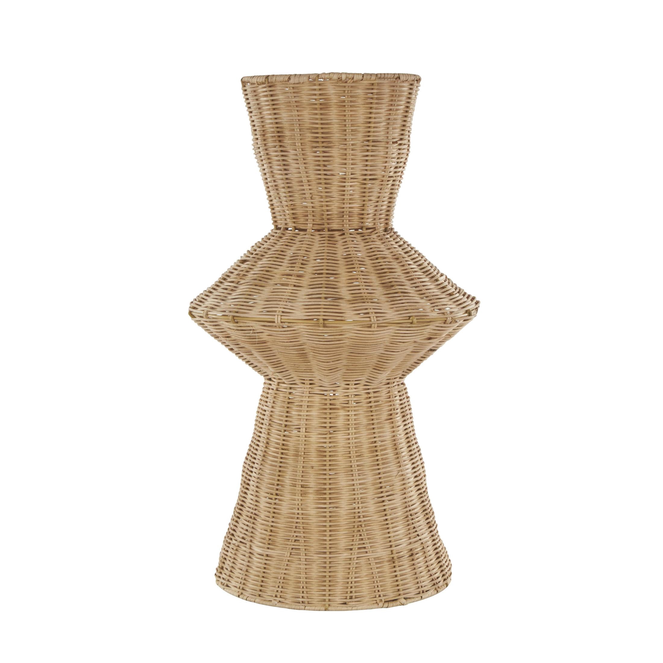 DecMode 18" Handmade Woven Tapered Fluted Brown Rattan Vase