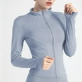 thumbnail image 2 of Ltctricy Women's Zip up Workout Jackets Long Sleeve Mock Neck Zip up Slim Athletic Crop Tops Running Yoga Shirts with Thumb Holes(Sky Blue,X-Large), 2 of 3